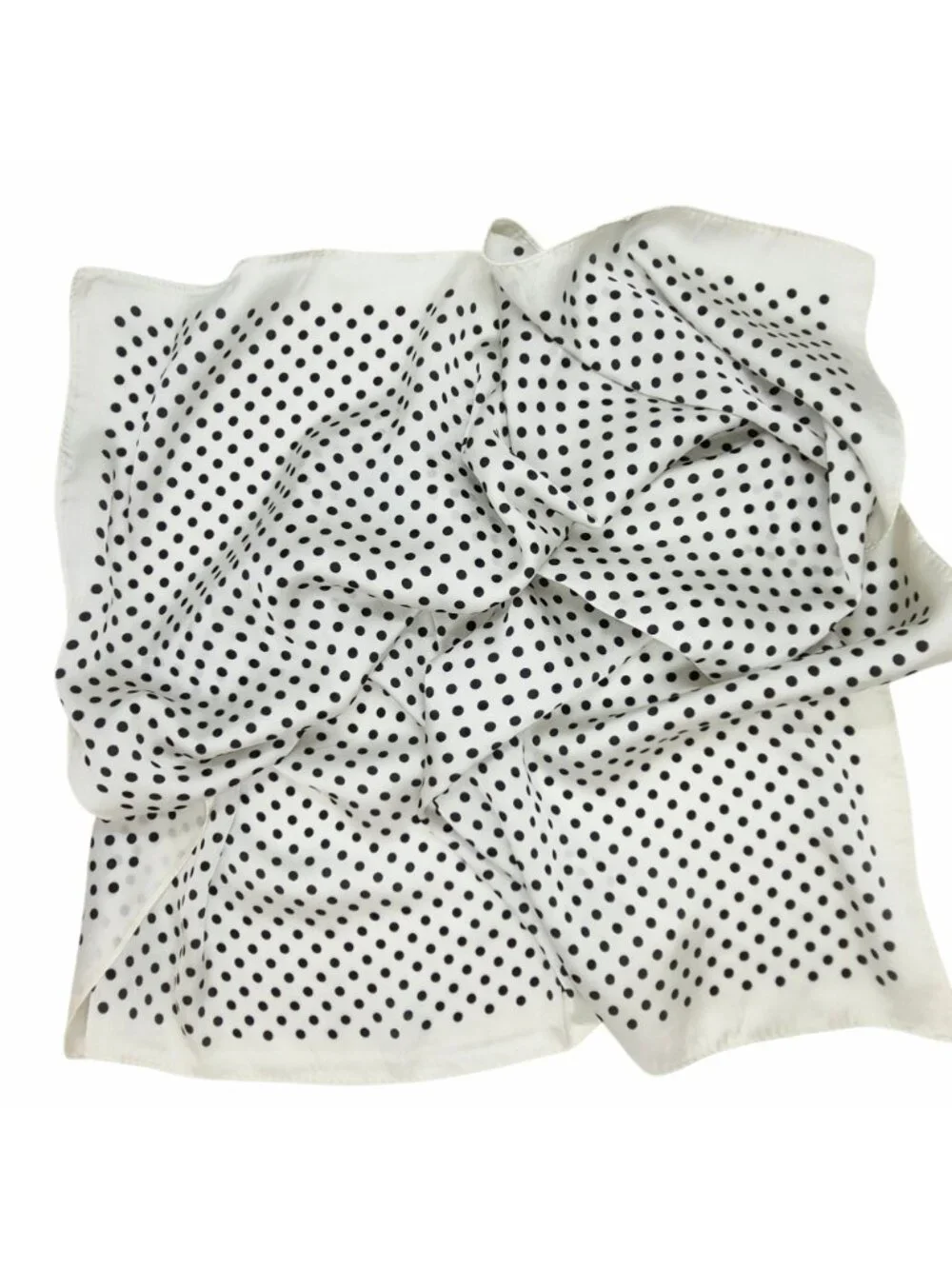 ✨Luxury Elegant Silky Soft Scarf White Black Polka Dot Square Wrap Accessory New